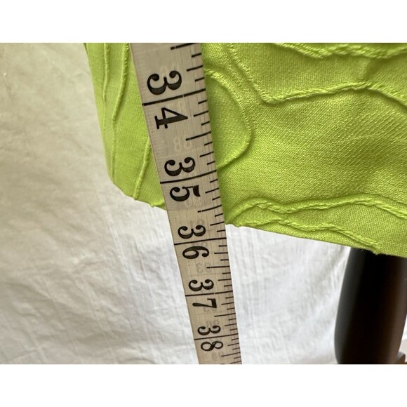Per Se Lime Green Silk Cotton Textured Sleeveless Bodycon Knee-Length Dress Sz 4 - Picture 4 of 16